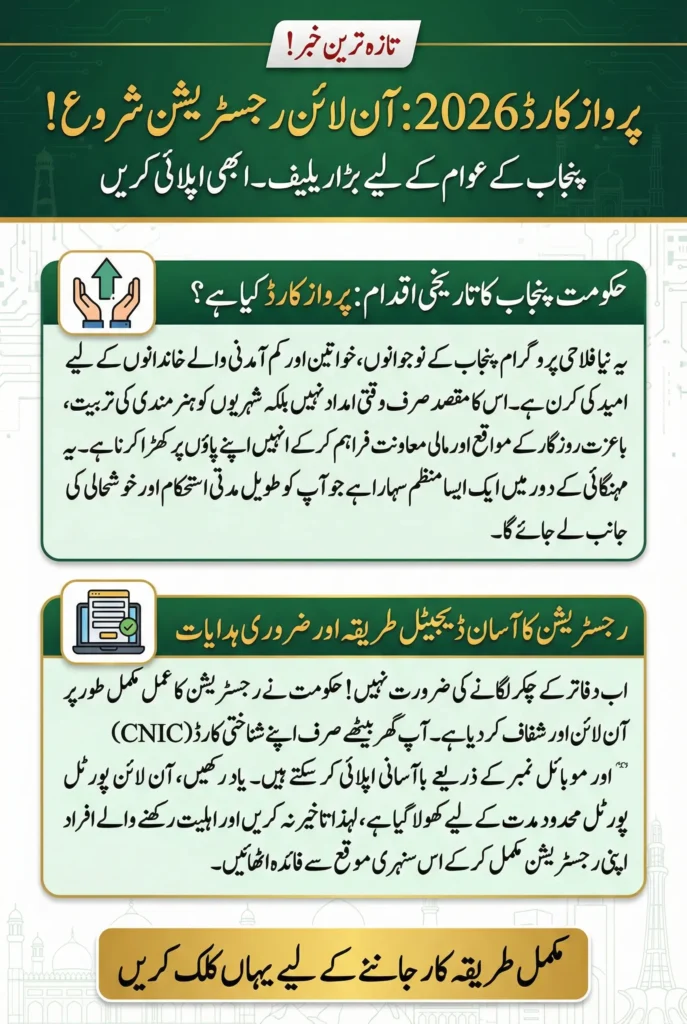 Latest News! How To Online Registration For Parwaz Card 2026