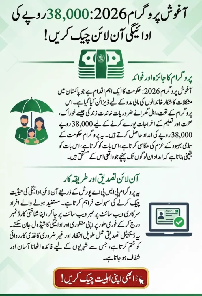 Aghosh Program 2026 Check PKR 38,000 Payment Online with CNIC on PSPA Portal  