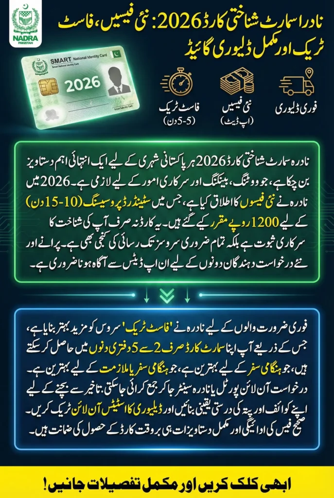 NADRA Smart ID Card 2026 – Updated Fees, Fast-Track Processing & Delivery Guide